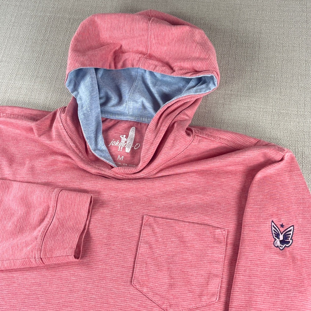 johnnie-O Gunnar Hoodie Mens Medium Raspberry Pink Heathered Pullover Eagle Logo